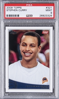 2009 Topps #321 Stephen Curry Rookie Card - PSA MINT 9
